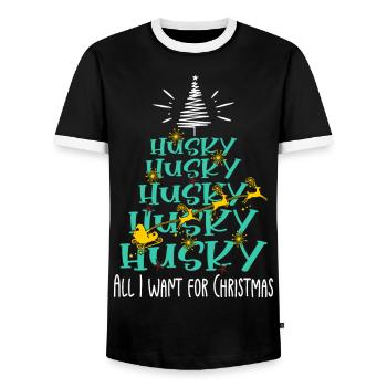 Husky Hund Weihnachten Hunderasse - Männer Kontrast-T-Shirt - Schwarz/Weiß - Vorne - AI Model Female 172 light (172cm) & AI Model Male 178 light (178cm)