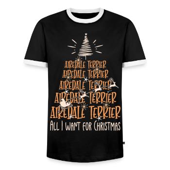 Airedale Terrier Hund Weihnachten Hunderasse - Männer Kontrast-T-Shirt - Schwarz/Weiß - Vorne - AI Model Female 172 light (172cm) & AI Model Male 178 light (178cm)