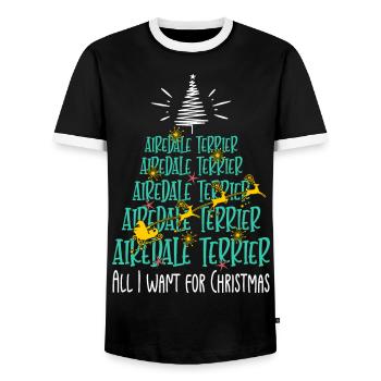 Airedale Terrier Hund Weihnachten Hunderasse - Männer Kontrast-T-Shirt - Schwarz/Weiß - Vorne - AI Model Female 172 light (172cm) & AI Model Male 178 light (178cm)
