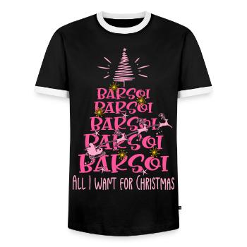 Barsoi Hund Weihnachten Hunderasse - Männer Kontrast-T-Shirt - Schwarz/Weiß - Vorne - AI Model Female 172 light (172cm) & AI Model Male 178 light (178cm)