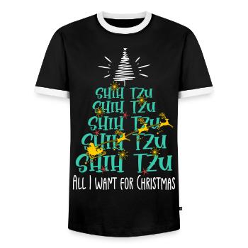Shih Tzu Hund Weihnachten Hunderasse - Männer Kontrast-T-Shirt - Schwarz/Weiß - Vorne - AI Model Female 172 light (172cm) & AI Model Male 178 light (178cm)