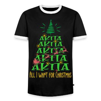 Akita Hund Weihnachten Hunderasse - Männer Kontrast-T-Shirt - Schwarz/Weiß - Vorne - AI Model Female 172 light (172cm) & AI Model Male 178 light (178cm)