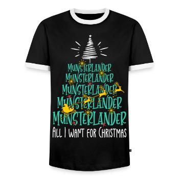 Münsterländer Hund Weihnachten Hunderasse - Männer Kontrast-T-Shirt - Schwarz/Weiß - Vorne - AI Model Female 172 light (172cm) & AI Model Male 178 light (178cm)