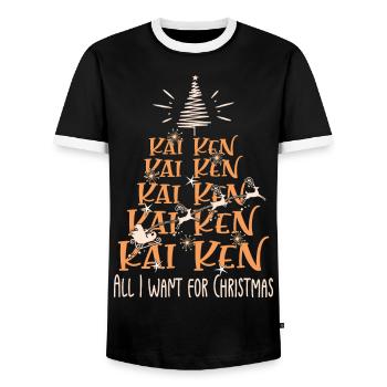 Kai Ken Hund Weihnachten Hunderasse - Männer Kontrast-T-Shirt - Schwarz/Weiß - Vorne - AI Model Female 172 light (172cm) & AI Model Male 178 light (178cm)