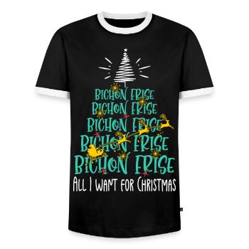 Bichon Frise Hund Weihnachten Hunderasse - Männer Kontrast-T-Shirt - Schwarz/Weiß - Vorne - AI Model Female 172 light (172cm) & AI Model Male 178 light (178cm)