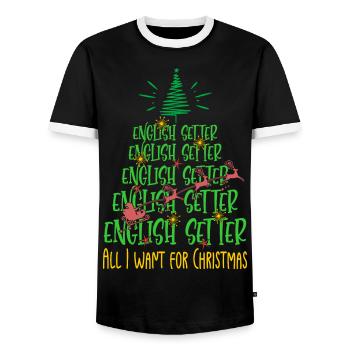 Englisch Setter Hund Weihnachten Hunderasse - Männer Kontrast-T-Shirt - Schwarz/Weiß - Vorne - AI Model Female 172 light (172cm) & AI Model Male 178 light (178cm)
