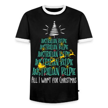 Australischer Kelpie Hund Weihnachten Hunderasse - Männer Kontrast-T-Shirt - Schwarz/Weiß - Vorne - AI Model Female 172 light (172cm) & AI Model Male 178 light (178cm)