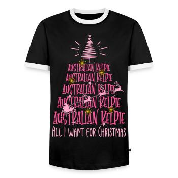 Australischer Kelpie Hund Weihnachten Hunderasse - Männer Kontrast-T-Shirt - Schwarz/Weiß - Vorne - AI Model Female 172 light (172cm) & AI Model Male 178 light (178cm)