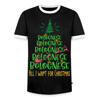 Bologneser Hund Weihnachten Hunderasse - Männer Kontrast-T-Shirt - Schwarz/Weiß - Vorne - AI Model Female 172 light (172cm) & AI Model Male 178 light (178cm)