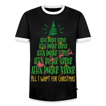 Affen Border Terrier Hund Weihnachten Hunderasse - Männer Kontrast-T-Shirt - Schwarz/Weiß - Vorne - AI Model Female 172 light (172cm) & AI Model Male 178 light (178cm)