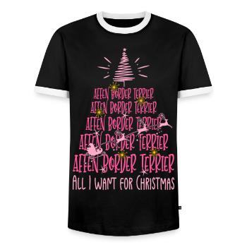 Affen Border Terrier Hund Weihnachten Hunderasse - Männer Kontrast-T-Shirt - Schwarz/Weiß - Vorne - AI Model Female 172 light (172cm) & AI Model Male 178 light (178cm)
