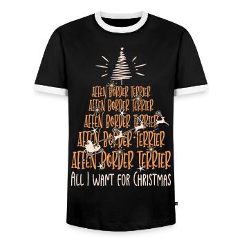 Affen Border Terrier Hund Weihnachten Hunderasse - Männer Kontrast-T-Shirt - Schwarz/Weiß - Vorne - AI Model Female 172 light (172cm) & AI Model Male 178 light (178cm)
