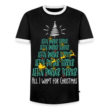 Affen Border Terrier Hund Weihnachten Hunderasse - Männer Kontrast-T-Shirt - Schwarz/Weiß - Vorne - AI Model Female 172 light (172cm) & AI Model Male 178 light (178cm)