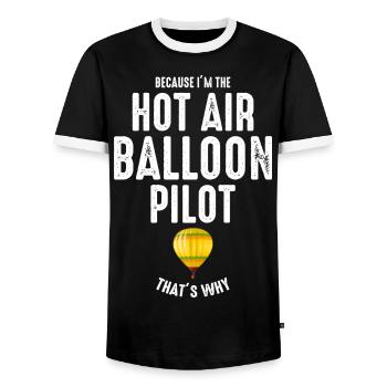 Hot Air Ballooning Hopper Balloon Ride Balloonist - Men's Ringer Shirt - black/white - Front - AI Model Female 172 light (172cm) & AI Model Male 178 light (178cm)