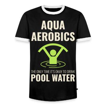 Water Aerobics Aquatic fitness Aqua Exercise - Men's Ringer Shirt - black/white - Front - AI Model Female 172 light (172cm) & AI Model Male 178 light (178cm)
