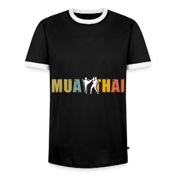 Muay Thaï - T-shirt contrasté Homme - noir/blanc - Devant - AI Model Female 172 light (172cm) & AI Model Male 178 light (178cm)