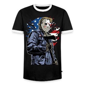 HORREUR KILLER - motif cadeau Halloween américain - T-shirt contrasté Homme - noir/blanc - Devant - AI Model Female 172 light (172cm) & AI Model Male 178 light (178cm)