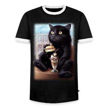 CAESAR 2019 - Männer Kontrast-T-Shirt - Schwarz/Weiß - Vorne - AI Model Female 172 light (172cm) & AI Model Male 178 light (178cm)