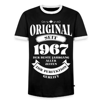 Vintage Original Design Geburtstag Jahrgang 1967 - Männer Kontrast-T-Shirt - Schwarz/Weiß - Vorne - AI Model Female 172 light (172cm) & AI Model Male 178 light (178cm)