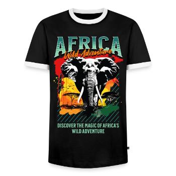 Afrique Éléphant Nature Aventure Safari en pleine nature - T-shirt contrasté Homme - noir/blanc - Devant - AI Model Female 172 light (172cm) & AI Model Male 178 light (178cm)