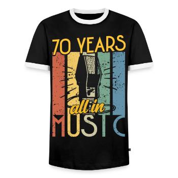 Vintage Musician 1954 70 Jahre Jubiläum - Männer Kontrast-T-Shirt - Schwarz/Weiß - Vorne - AI Model Female 172 light (172cm) & AI Model Male 178 light (178cm)
