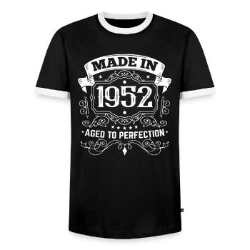 Geburtstag 1952 Hergestellt in 1952 - Männer Kontrast-T-Shirt - Schwarz/Weiß - Vorne - AI Model Female 172 light (172cm) & AI Model Male 178 light (178cm)