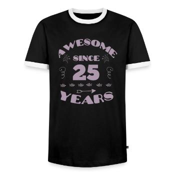 Génial depuis 25 ans 25ème anniversaire Femmes - T-shirt contrasté Homme - noir/blanc - Devant - AI Model Female 172 light (172cm) & AI Model Male 178 light (178cm)