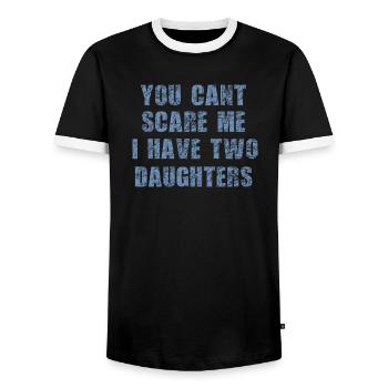 vater cant scare me 2 daughters - Männer Kontrast-T-Shirt - Schwarz/Weiß - Vorne - AI Model Female 172 light (172cm) & AI Model Male 178 light (178cm)
