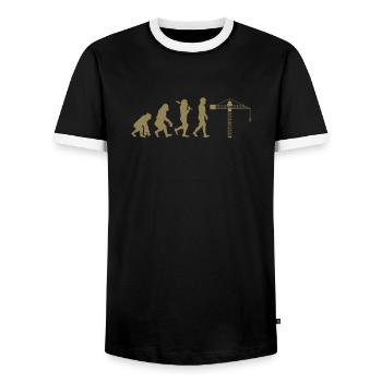 Crane operator Evolution - Men's Ringer Shirt - black/white - Front - AI Model Female 172 light (172cm) & AI Model Male 178 light (178cm)
