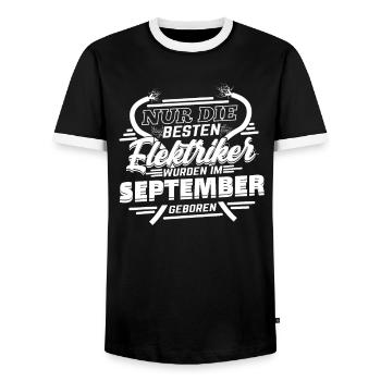 Nur die besten Elektriker sind im September - Männer Kontrast-T-Shirt - Schwarz/Weiß - Vorne - AI Model Female 172 light (172cm) & AI Model Male 178 light (178cm)