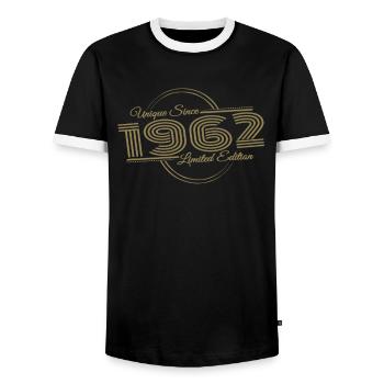 Unique depuis 1962 Anniversaire 60e anniversaire - T-shirt contrasté Homme - noir/blanc - Devant - AI Model Female 172 light (172cm) & AI Model Male 178 light (178cm)