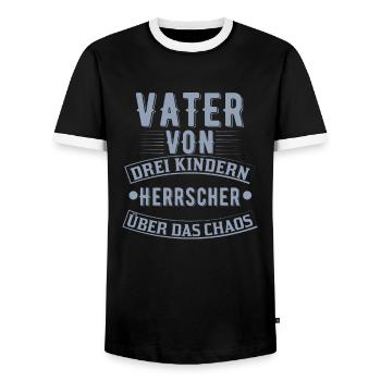 Vater von drei Kindern - Herrscher über das Chaos - Männer Kontrast-T-Shirt - Schwarz/Weiß - Vorne - AI Model Female 172 light (172cm) & AI Model Male 178 light (178cm)