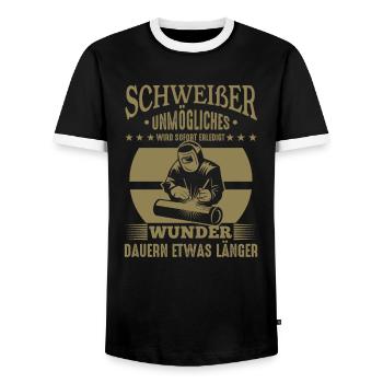 Lustige Schweißer Sprüche Unmögliches - Männer Kontrast-T-Shirt - Schwarz/Weiß - Vorne - AI Model Female 172 light (172cm) & AI Model Male 178 light (178cm)
