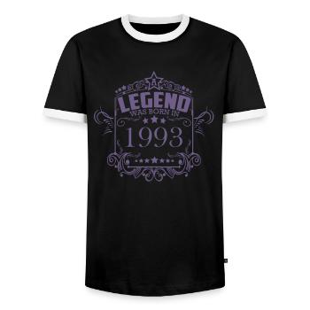 Eine Legende wurde Jahrgang 1993 geboren - Männer Kontrast-T-Shirt - Schwarz/Weiß - Vorne - AI Model Female 172 light (172cm) & AI Model Male 178 light (178cm)