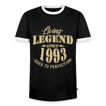Lebende Legende seit 1993 Geburtstag Modern - Männer Kontrast-T-Shirt - Schwarz/Weiß - Vorne - AI Model Female 172 light (172cm) & AI Model Male 178 light (178cm)