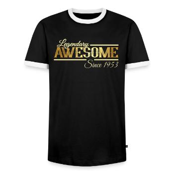 Awesome Since 1953 Birthday Men Women - Men's Ringer Shirt - black/white - Front - AI Model Female 172 light (172cm) & AI Model Male 178 light (178cm)