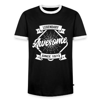 Légendaire depuis 1973 Anniversaire - T-shirt contrasté Homme - noir/blanc - Devant - AI Model Female 172 light (172cm) & AI Model Male 178 light (178cm)