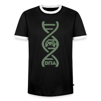 Gaming ist meine DNA Zocker Controller - Männer Kontrast-T-Shirt - Schwarz/Weiß - Vorne - AI Model Female 172 light (172cm) & AI Model Male 178 light (178cm)