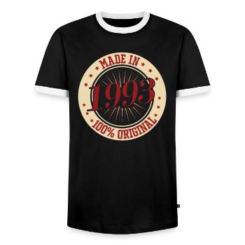 Made in 1993 100 OriginalGeburtstag Sprüche - Männer Kontrast-T-Shirt - Schwarz/Weiß - Vorne - AI Model Female 172 light (172cm) & AI Model Male 178 light (178cm)