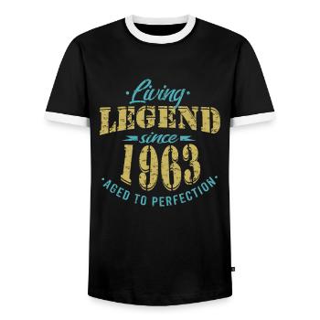 Lebende Legende seit 1963 Sprüche - Männer Kontrast-T-Shirt - Schwarz/Weiß - Vorne - AI Model Female 172 light (172cm) & AI Model Male 178 light (178cm)