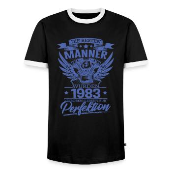 die Besten Männer wurden 1983 geboren - Männer Kontrast-T-Shirt - Schwarz/Weiß - Vorne - AI Model Female 172 light (172cm) & AI Model Male 178 light (178cm)