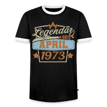 Legendär seit April 1973 geburtstag retro Sprüche - Männer Kontrast-T-Shirt - Schwarz/Weiß - Vorne - AI Model Female 172 light (172cm) & AI Model Male 178 light (178cm)