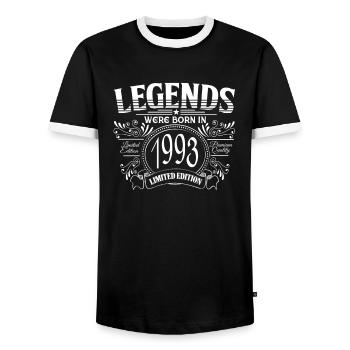 Millésime 1993 Anniversaire - T-shirt contrasté Homme - noir/blanc - Devant - AI Model Female 172 light (172cm) & AI Model Male 178 light (178cm)