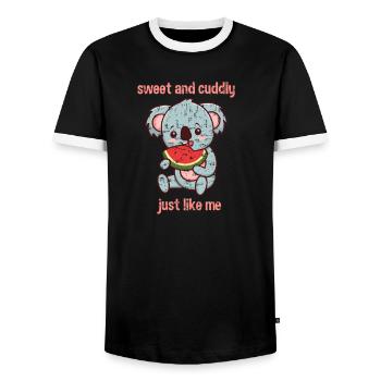 Koala Watermelon Cute and cuddly, just like - Men's Ringer Shirt - black/white - Front - AI Model Female 172 light (172cm) & AI Model Male 178 light (178cm)