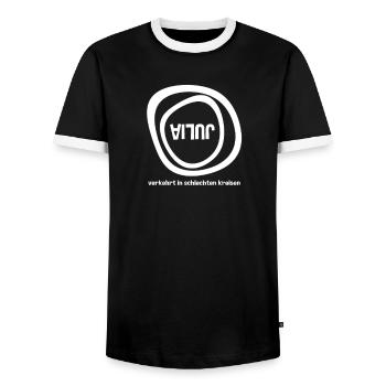 Vorname Julia Sprüche Verkehrt in schlechten - Männer Kontrast-T-Shirt - Schwarz/Weiß - Vorne - AI Model Female 172 light (172cm) & AI Model Male 178 light (178cm)