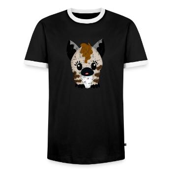 Mignonne hyène kawaii design pour les amoureux des animaux - T-shirt contrasté Homme - noir/blanc - Devant - AI Model Female 172 light (172cm) & AI Model Male 178 light (178cm)