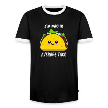 Taco Kawaii Design I Am Nacho Average Taco - Männer Kontrast-T-Shirt - Schwarz/Weiß - Vorne - AI Model Female 172 light (172cm) & AI Model Male 178 light (178cm)