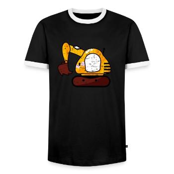 Pelle écologique pour conducteur de pelle hommes et garçons - T-shirt contrasté Homme - noir/blanc - Devant - AI Model Female 172 light (172cm) & AI Model Male 178 light (178cm)