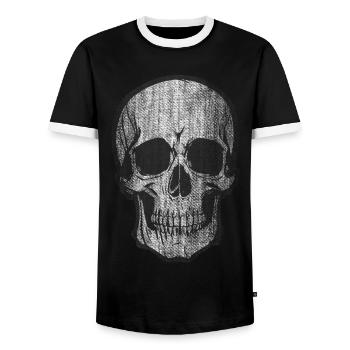 Skull Bone Skull Head Pirate - Men's Ringer Shirt - black/white - Front - AI Model Female 172 light (172cm) & AI Model Male 178 light (178cm)