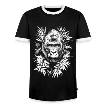 Gorilla - Men's Ringer Shirt - black/white - Front - AI Model Female 172 light (172cm) & AI Model Male 178 light (178cm)